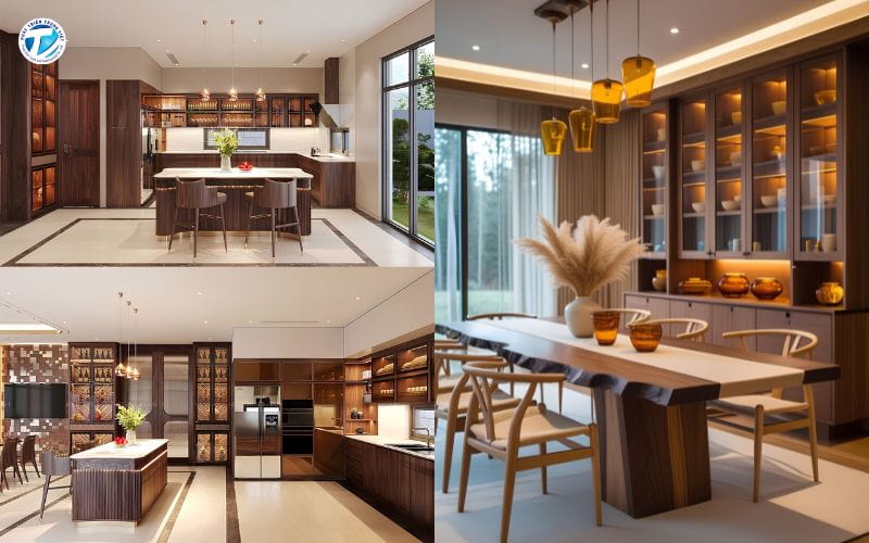 Những Mẫu Thiết Kế Nội Thất Gỗ Óc Chó Hiện Đại Cho Không Gian Bếp Và Cầu Thang